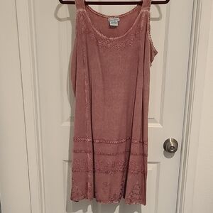 Vintage Boho Mauve Sleeveless Dress M-L